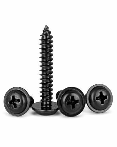 IMSCREWS 200 Pcs M5 x 12mm Black Self Tapping Screws, 304 Stainless Steel Phillips Pan Washer Head, Natural Black No Peeling, Type A Point for Metal/Wood/Plastic