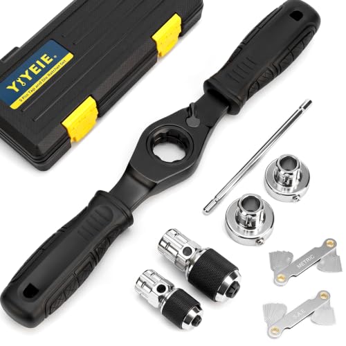 YIYEIE 8PC Ratcheting Tap Handle, 2-IN-1 Extendable Tap Wrench & Die Handle