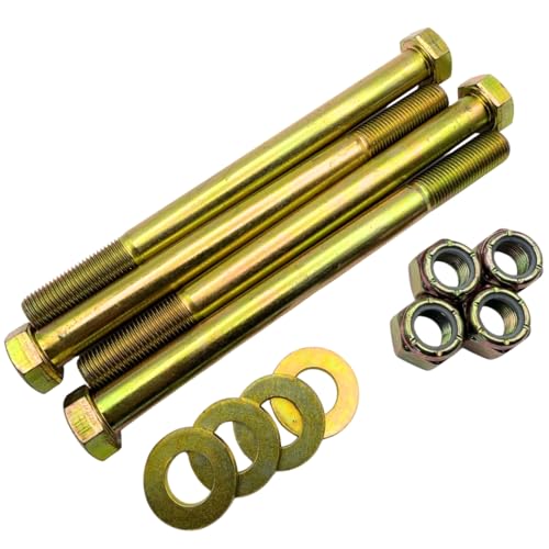 1/2"-20 x 6 Grade 8 Bolts (4-Pack) – Heavy-Duty Hex Bolts with Flat Washers & Nylon Lock Nuts – High-Strength SAE J429 Anti-Vibration 6.0" UNF Fine Thread