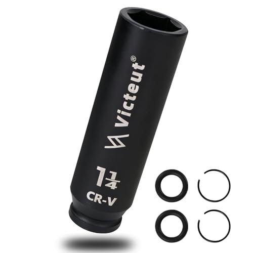 1/2" Drive 1-1/4" Extra Deep Impact Socket，6.3-Inch (160mm) Long，6-Point, Heat Treated Cr-V Alloy Steel, One-Piece Forged, No Torque Loss