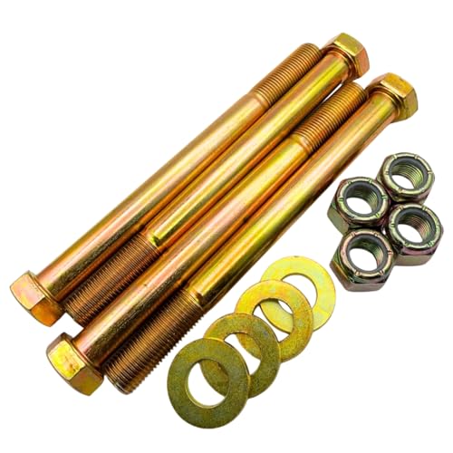 1/2"-20 x 5-1/2" Grade 8 Bolts (4-Pack) – Heavy-Duty Hex Bolts with Flat Washers & Nylon Lock Nuts – High-Strength SAE J429 Anti-Vibration 5.5" UNF Fine Thread