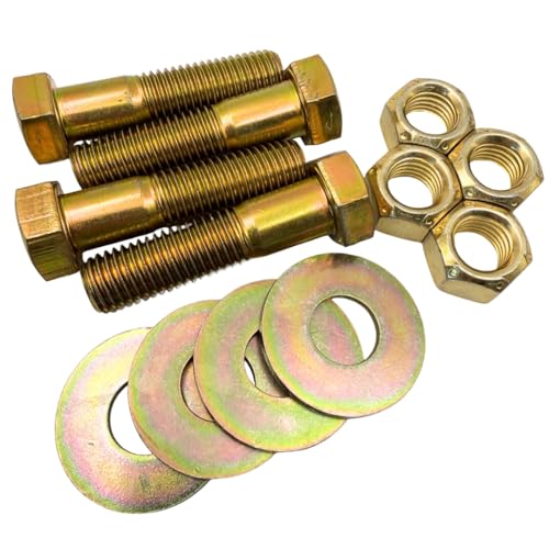 3/4"-10 x 3 Grade 8 Bolts (4-Pack) – Heavy-Duty Hex Bolts Includes USS Flat Washers & All Metal Prevailing Torque Lock Nuts – High-Strength SAE J429 3.0" Coarse Thread Yellow Zinc