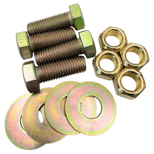 3/4"-10 x 2 Grade 8 Bolts (4-Pack) – Heavy-Duty Hex Bolts Includes USS Flat Washers & All Metal Prevailing Torque Lock Nuts – High-Strength SAE J429 2.0" Coarse Thread Yellow Zinc