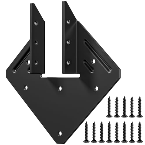 Black Hurricane Ties for Rafter 10 PCS ，16 Gauge 1.2mm，Heavy Duty Joist Hangers for Roofing Trusses Wood，Roofing Trusses 120 Screws Black