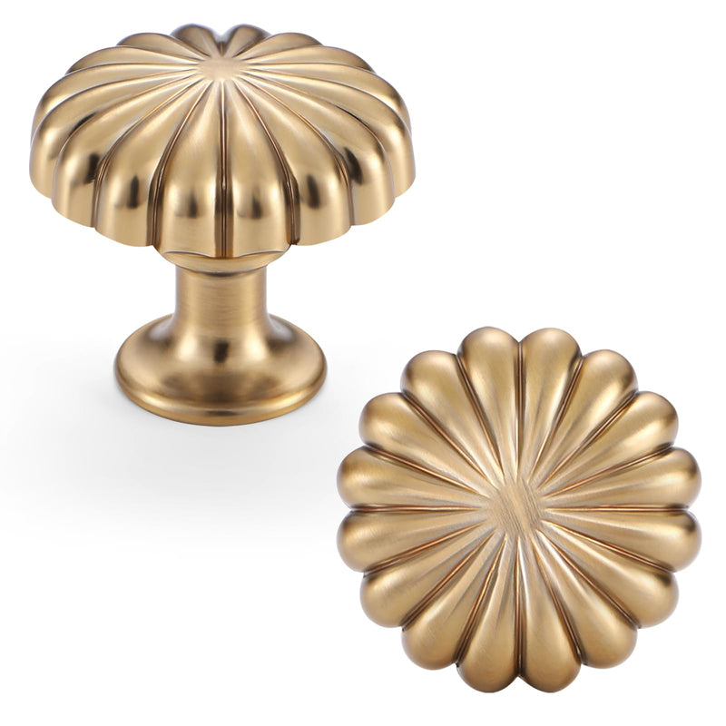 15 Pack Champagne Bronze Cabinet Knobs for Kitchen Cabinets and Dresser Drawers，Zinc Alloy Hardware Handles Pulls，Vintage Cupboard Drawer Knob 15