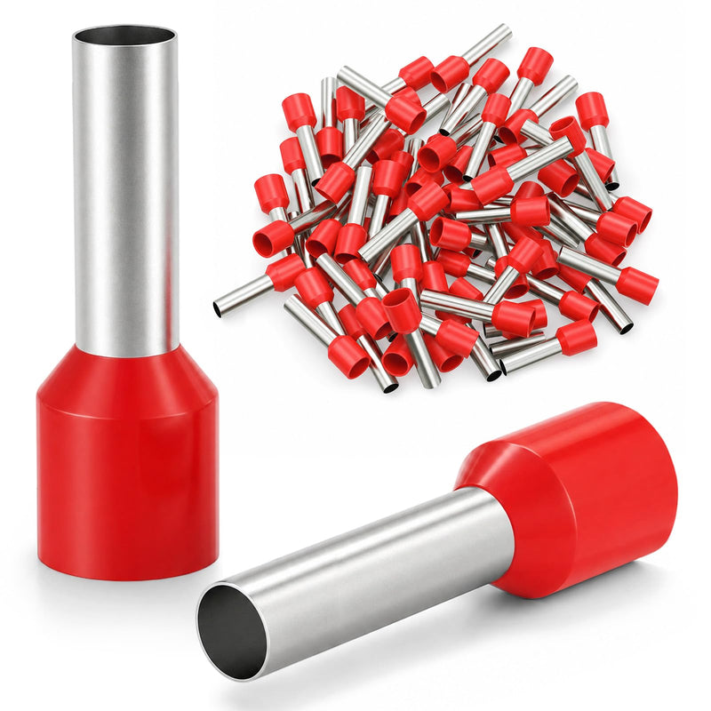 Pack of 50 10 mm² Wire End Ferrules Long 10 mm² x 18 mm PVC Insulated Wire Sleeves Red | Wire end ferrules set cable end ferrules insulated wire sleeves for wire connection 10mm² 18mm