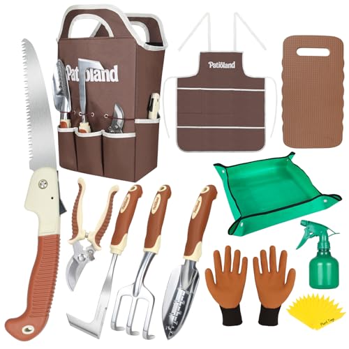 Brown Garden Tools Set 26-Piece, Gardening Gifts for Women Men brown-26pcs