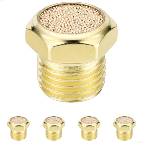 1/4" NPT Brass Pneumatic Muffler, Sintered Bronze Silencer 5Pcs 1/4" Male (5pcs)