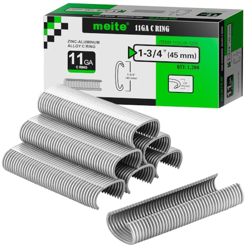 meite 11 Gauge Hog Rings, Zinc-Aluminum Alloy 1-1/2" Crown 1,200 Counts
