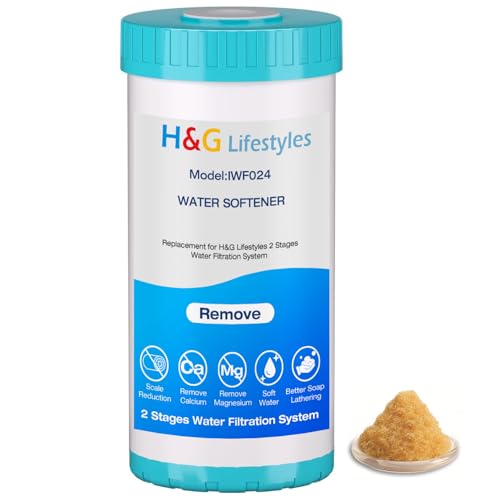H&G Lifestyles Whole House Water Softener Filter Cartridge Replacement, Calcium Inhibitor Water Filter, Anti-Scale Filter, Fits Any Standard 10" x 4.5" Water Filter System 45,000 Gallons