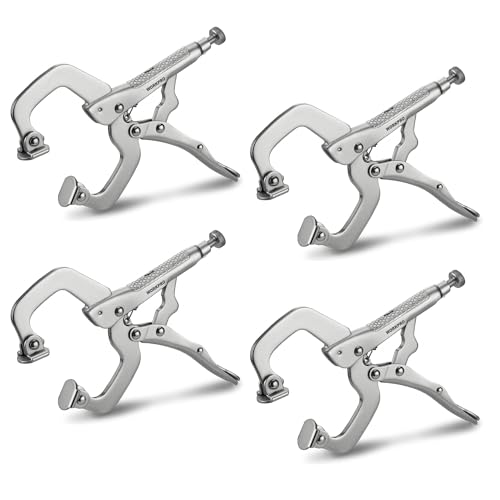 WORKPRO 4-Piece 6" Locking C-Clamp with Swivel Pads Set, Heavy Duty Adjustable Vise Grip Pliers, 4 Pack Welding Clamp for Woodworking, Metalworking, Auto Repair and Home Workshop 6-inch