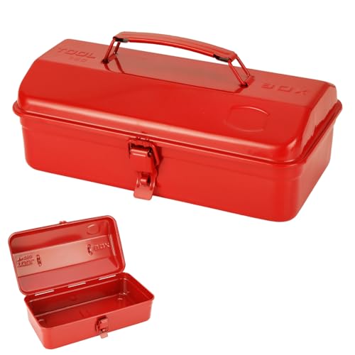 JMIATRY Red Small Metal Tool Box 12 Inch Steel Portable Mini Tool Boxes
