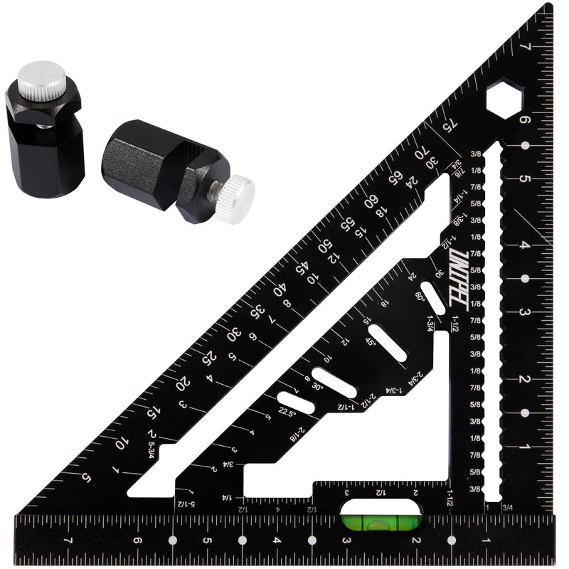 7.5 inch Rafter Square with Level, Aluminum Metal Triangle Ruler Multifunctional Carpenter Square Woodworking Layout Tools 7.5"