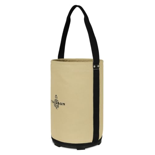 Canvas Tool Bucket with Plastic Bottom & Drain Holes, Heavy-Duty Work Bag