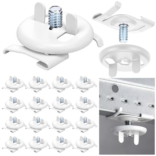 Silkfly 50 Pcs White Spring Steel T Bar to Electrical Fixture Twist Clip with Wing Nut, Mounting Clip for Installation of Suspended Drop Ceilings for 15/16 Inch T-Grid