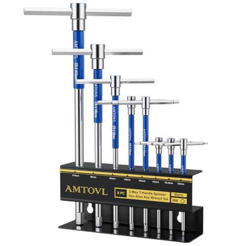 AMTOVL T-Handle Hex Allen Wrench Set - Metric, 8 Pcs 2mm-10mm