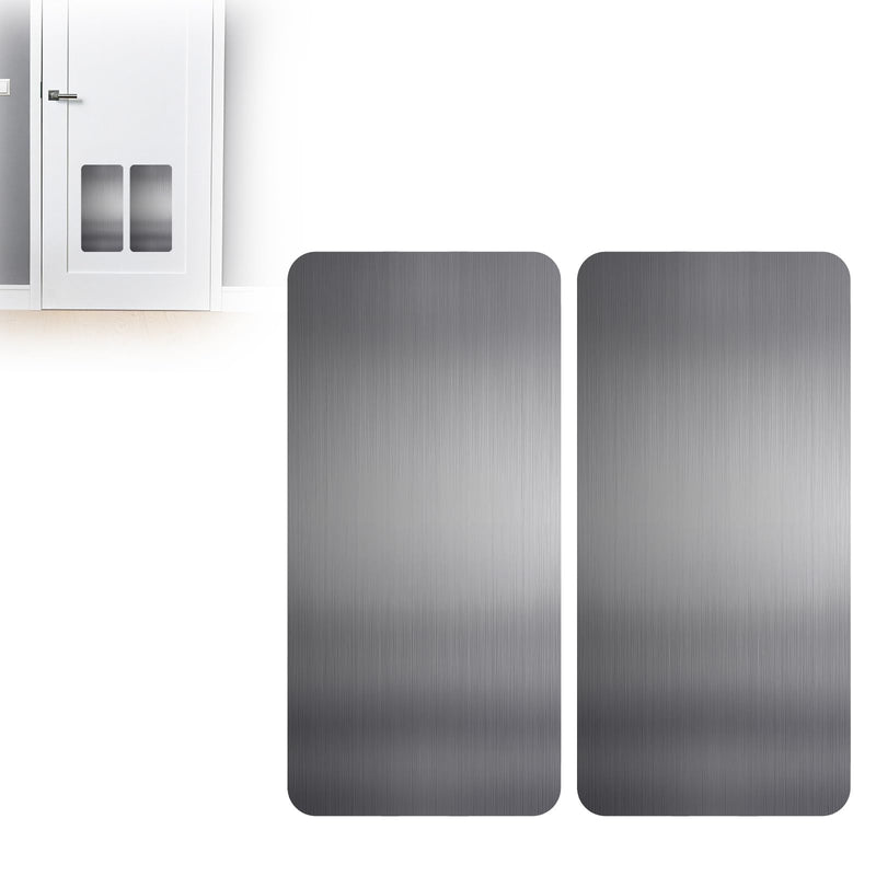 Durable Cat & Dog Door Protector from Scratching - Anti-Scratch Guard for Interior/Exterior Doors, Stainless Steel Self-Adhesive Kick Plate (Brushed Gray, 8" x 16") 8" x 16" Brushed Gray