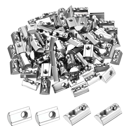 100Pcs Half Round t Spring Elastic Nut M6-1 4040 Series Silver 4040 Series M6-1mm 100