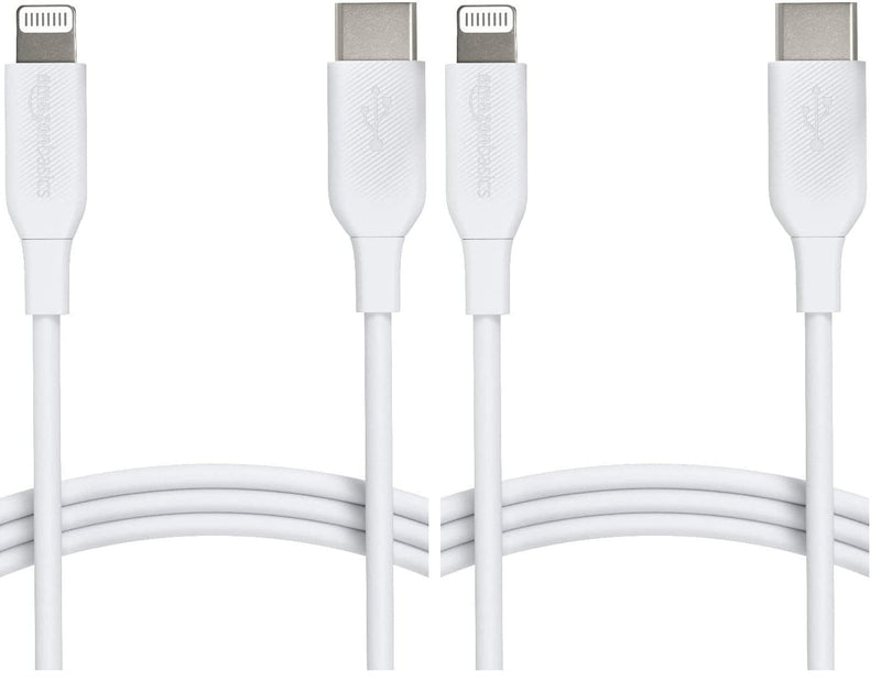 Amazon Basics USB-C to Lightning Charger Cable, Apple MFi Certified for iPhone 14 13 12 11 X Xs Pro, Pro Max, Plus, iPad, Fast Charging, High Speed Data Sync, 6 ft, White (Pack of 2) Blanco 6 ft (Pack of 2)