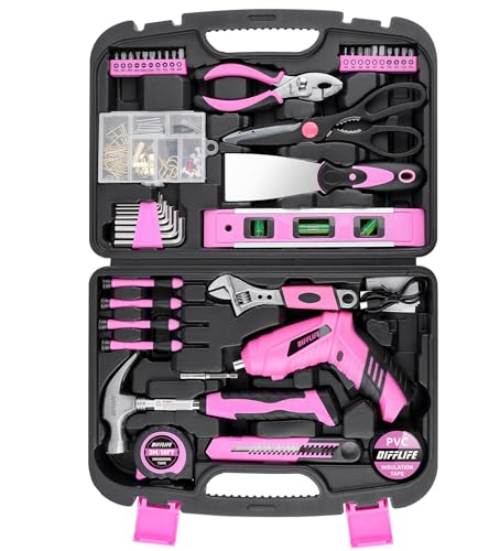 143-Piece Pink Tool Set, Home Repair Kit with Power Screwdriver for Women
