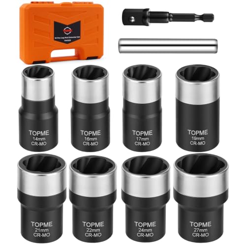 10 Piece Wheel Lock Removal Kit, 1/2" Drive Lug Nut Extractor Set