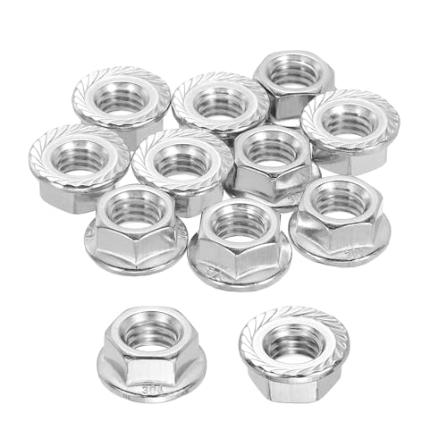 100Pcs Serrated Flange Hex Nuts-3/8-16-UNC 304 SS Bright Finish Silver 3/8"-16 100