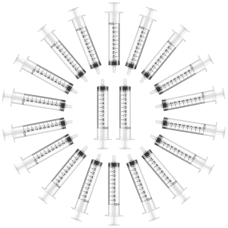 Pack of 20 Large Plastic Tube, 10ml with Clear Scale, Disposable Syringes, Individually Sealed for Laboratory, Industrial, Pet Feeding