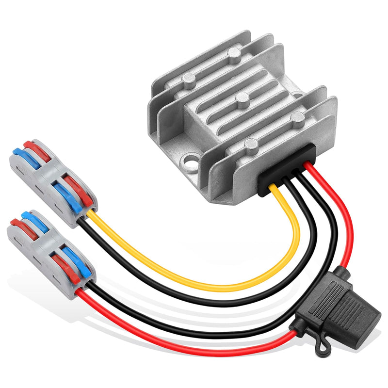 DC/DC 9-32V to 12V Port Converter, Car, Boat, Photovoltaic | 12/24V to 12V 5A 60W MAX, waterproof buck converter with fuse and terminal block
