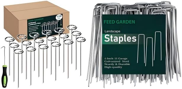 120 Pack Landscape Staples and 500 Pack Galvanized Landscape Staples