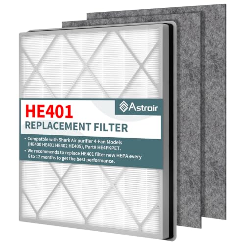 Astrair HE401 HEPA Filter Replacement 1Hepa+2Pre for Shark Air Purifier 4 HE401-1+2 Set