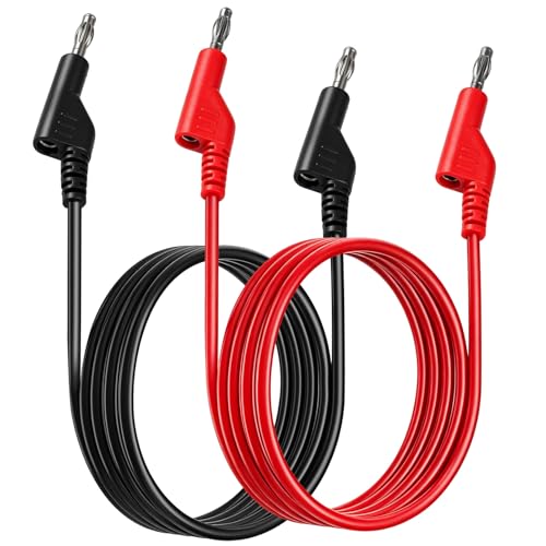 2 x 1000A Prüfkabel mit Bananenstecker 4mm, Stapelbares Multimeter Kabel | 1000V 15A Messleitungen 4mm für Labornetzteil Multimeter Elektrische Prüfung, 1M Labornetzteil Kabel, Rot/Schwarz
