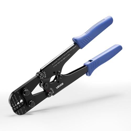 VEVOR Crimping Tool, 3/64" - 1/8" Steel Wire Rope Crimper, with Clear Metric and Imperial Markings, Adjustable Force, Crimp Pliers for Aluminum Oval and Dual Sleeves, and Annealed Copper Sleeves