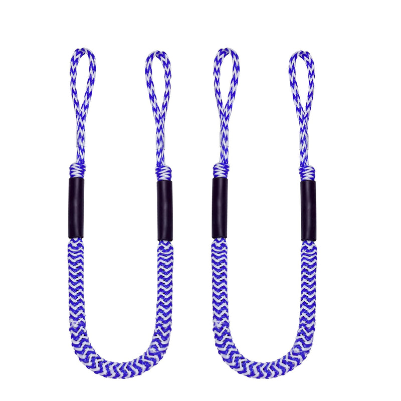 Bungee Dock Line for Boats 4FT, Stretchable Boat Dock Lines with Built-in Bungee Cord & Foam Floats, Quick Dock Rope for Jet Ski Pontoon Kayak PWC,Boat Docking Line (Blue White 2P) Blue White 2p 1