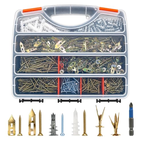 600 PCS Drywall Anchors and Screws Assortment Kit, Heavy Duty Plaster Wall Expansion Wall Plugs Self Drilling Hollow Wall Anchors for Shelves, Pictures, Curtains, TV Brackets