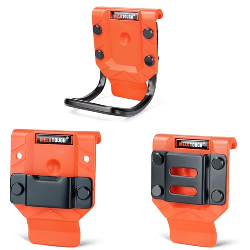 MELOTOUGH Hammer Holder for Belt – Heavy-Duty Orange ABS Holster + Drill Holder for Tool Belt – Orange ABS Holster + Tape Measure Holder for Belt