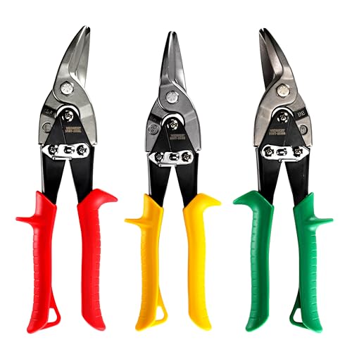 MIDWEST ToughCut Aviation Snips, Left, Right, & Straight Cut, Tinner Snips 3-piece Set