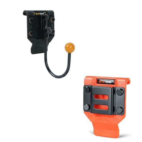 MELOTOUGH Tool Belt Hook,Tool Holster,Drill Belt Holder,Cordless Drill Holster Single (Black) + Drill Holder for Tool Belt – Orange ABS Holster, Rivet-Reinforced, Fits 2.7" Belt