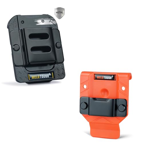 MELOTOUGH Drill Holder for Tool Belt, Drill Clip,Tape Holder for Tool Belt,Tape Measure Holder,Measuring Tape Holder,Black + MELOTOUGH Tape Measure Holder for Belt – Orange ABS Holster, Rivet-Reinforc