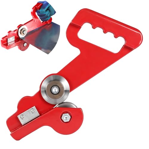 Manual Sheet Metal Cutter Hand Pull Tin Snips Portable Roof Cutting Tools Rotary Metal Plate Shears Double Wheels Scissors Handheld Straight Cut Nibbler Panel Slitter (13.7 IN) 13.7 IN