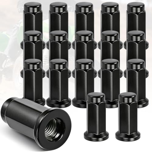 M10x1.25mm Flat Base Wheel Lug Nuts Fit for Arctic Cat, Fit for Bombardier, CAN-AM, Honda, Kawasaki, OE 1781990001, 18Pcs (14mm Head Nuts) Black M10x1.25 18