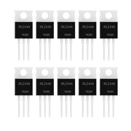 IRLZ44N N-Channel MOSFET Transistor 55V 47A 3-Pin IRLZ44N MOSFET TO-220 Module for Switching PWM DIY Electronics High Performance MOSFET Set for Power Supplies and Motor Controls Pack of 10