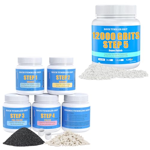 4LB Rock Tumbler Grit Kit + 12000 Mesh Polish Powder