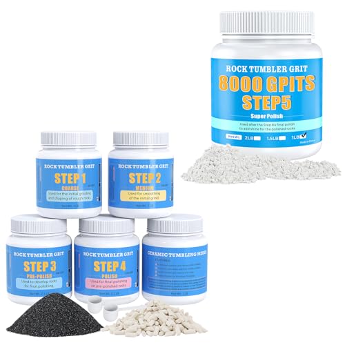 4LB Rock Tumbler Grit Kit with Extra 8000 Mesh Final Polish