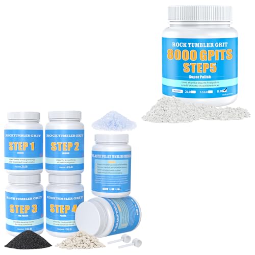 10LB Rock Tumbler Grit Kit + 8000 Mesh Polish Powder