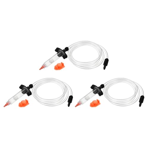 uxcell 3Pcs 5cc Air Tubing Glue Dispenser Syringes Kit, Syringes Connector Adapter Plastic Clear Tube Sleeve with Piston, End Cap, Top Hat for Industrial Glue Liquid Dispensing, Black