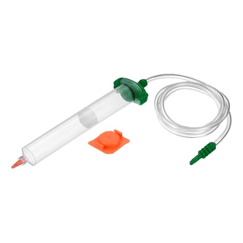 uxcell 55cc Air Tubing Glue Dispenser Syringes Kit, Syringes Connector Adapter Plastic Clear Tube Sleeve with Piston, End Cap, Top Hat for Industrial Glue Liquid Dispensing, Green