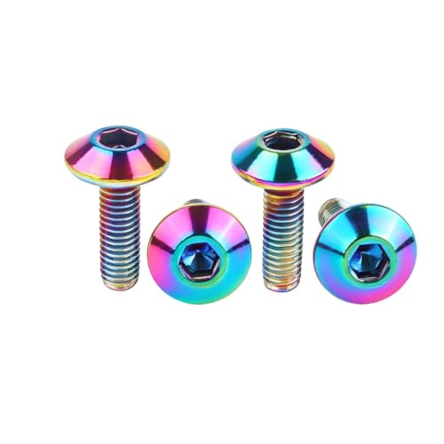 M5 M6x12 16 20mm Titanium Finish Bolt Allen Stainless Steel for Bicycle Motorcycle Modifications Screw 4Pcs (Ranibow, M5X12mm) Ranibow