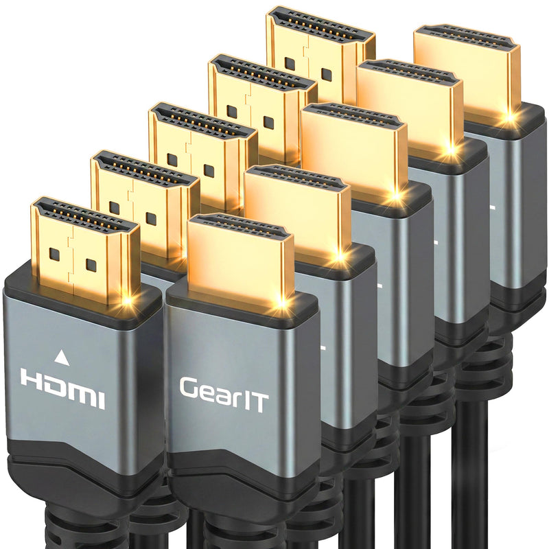 GEARit HDMI Cable 8K@60Hz, 10FT HDMI Cord Ultra HD 2.1 4K@120Hz (5-Pack), 48Gbps, Compatible with PS5, Xbox Series X, TV, RTX 5070/4070 Black 10 Feet (5-PK)