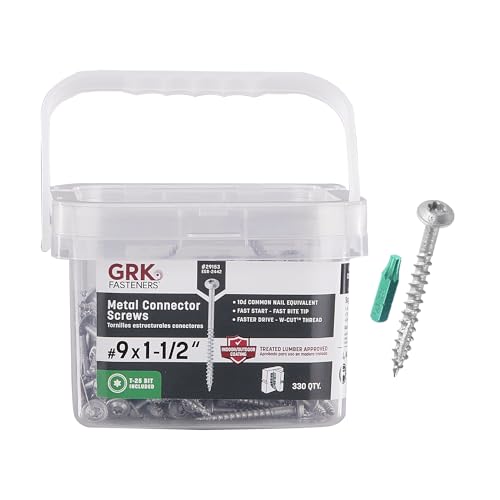 GRK #9 x 1-1/2" T-25 Metal Connector Screws, Equiv. to 10d Nails, 330 PCS #9 x 1-1/2"