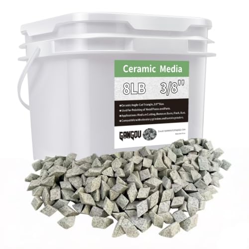 8 lb Ceramic Media for Vibratory Tumblers – Fast Cut Deburring Ceramic Media, 3/8" Polyhedron Triangles for Metal Parts Finishing in Rotating & Vibratory Machines 3/8" (8 lb) Gray Ceramic